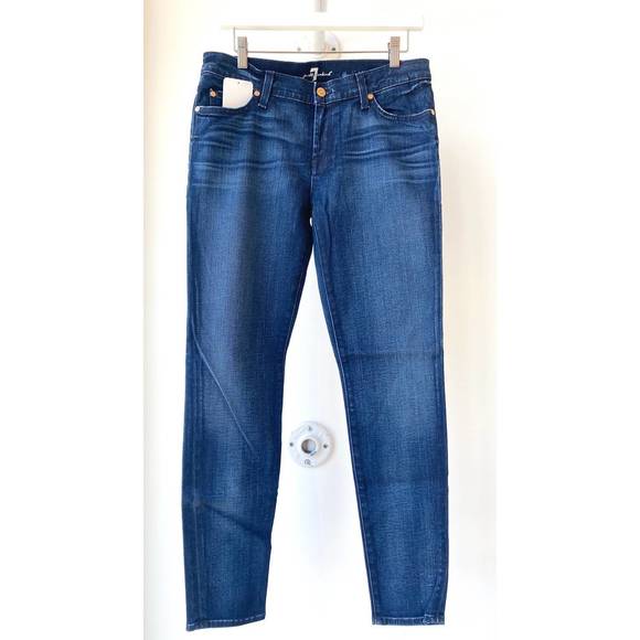 NEW 7 FOR ALL MANKIND the skinny jean in mid blue - Picture 1 of 1